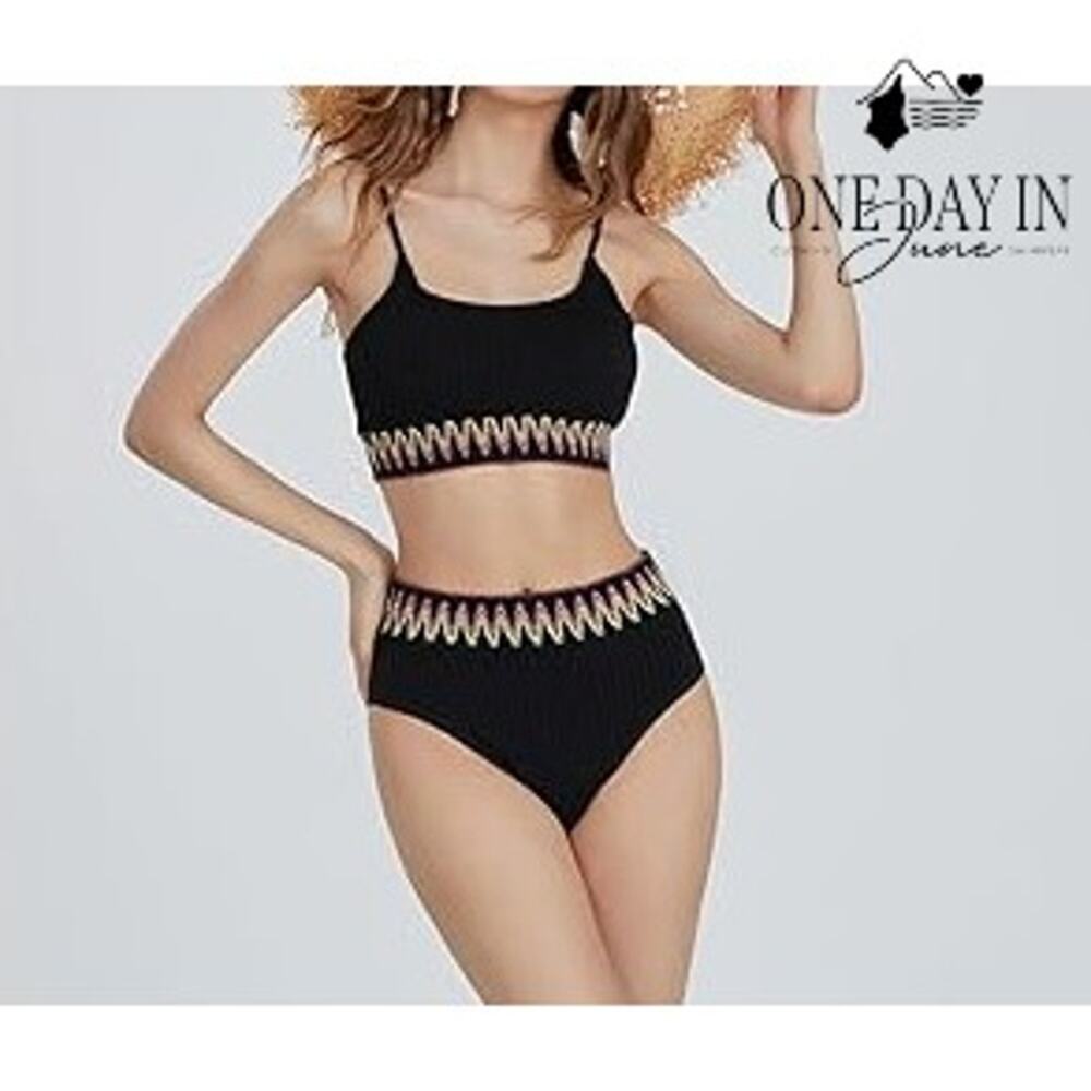 Zuobango Textured Crop Bikini Swimsuit Size L